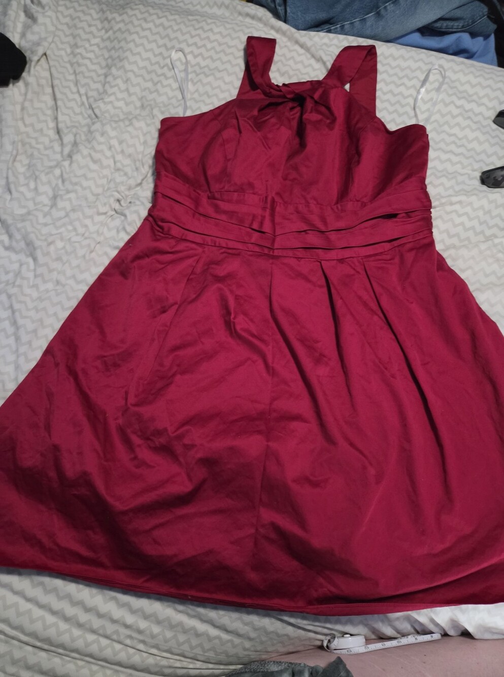 David's Bridal Berry Color Halter Neck Midi Formal Dress See Measurements